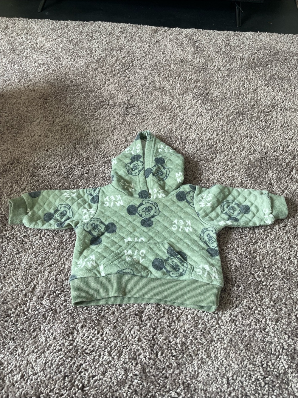 Disney Green Quilted Mickey Hoodie for Babies
